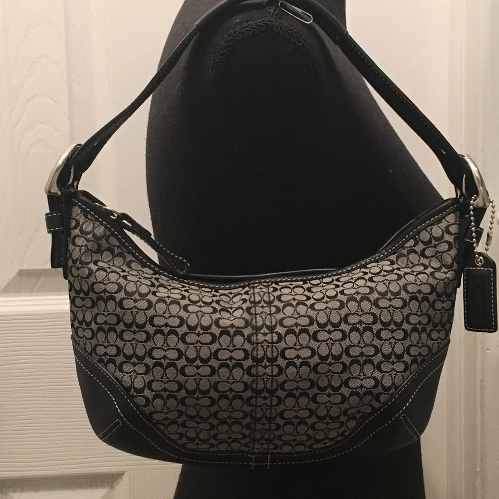 Coach | Bags | Coach Soho Signature Mini Hobo Black Euc | Poshmark